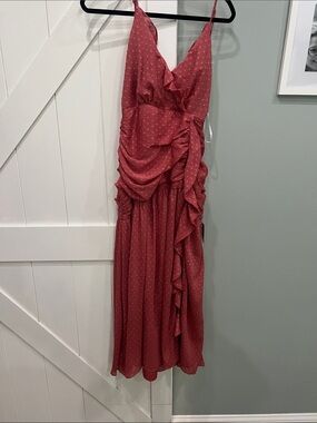 Red Ruffled V-Neck Maxi Dress